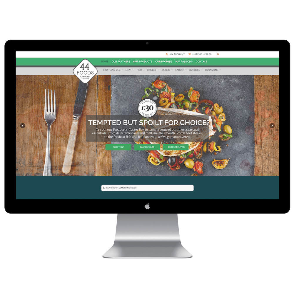 44 Digital Marketplace Case Study 44 Foods Homepage